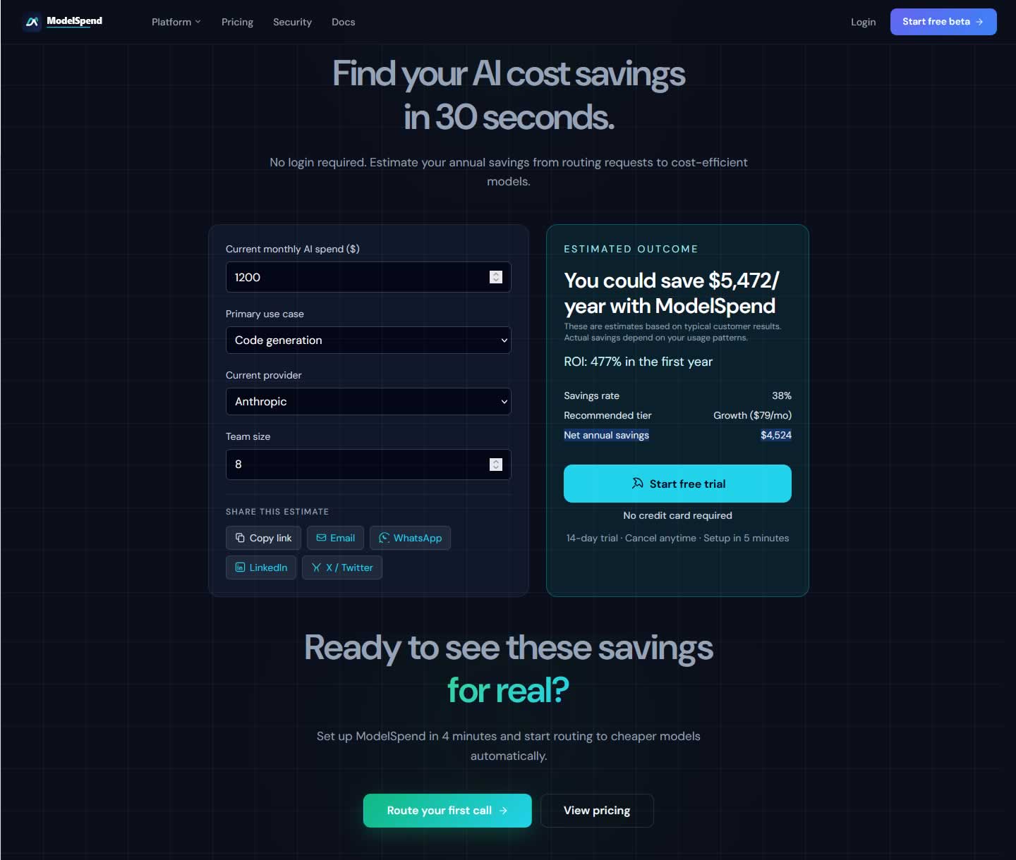 ModelSpend public calculator